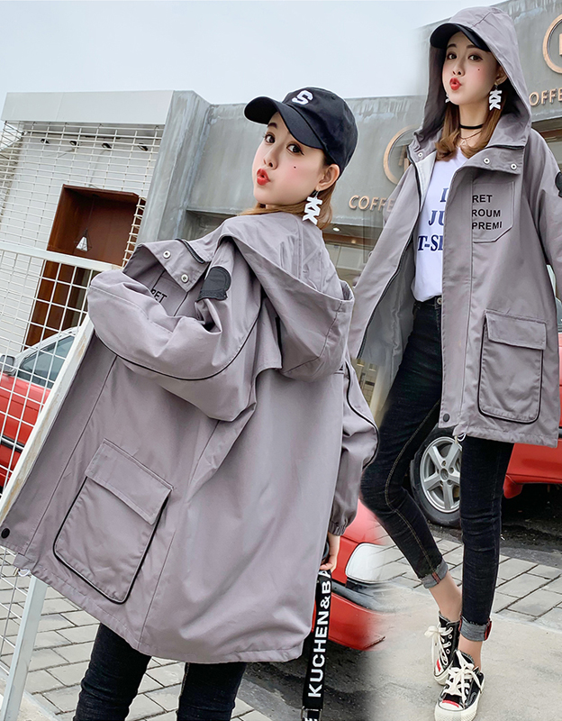 之岩ZY風衣女2019新款韓版連帽印花外套bf個性潮流時尚寬松外套在類目 運動/瑜伽/健身/球迷用品, 舞蹈/健美操/體操, 廣場舞, 廣場舞連衣裙中 - 來自Buy2taobao.com提供專業的淘寶代購服務