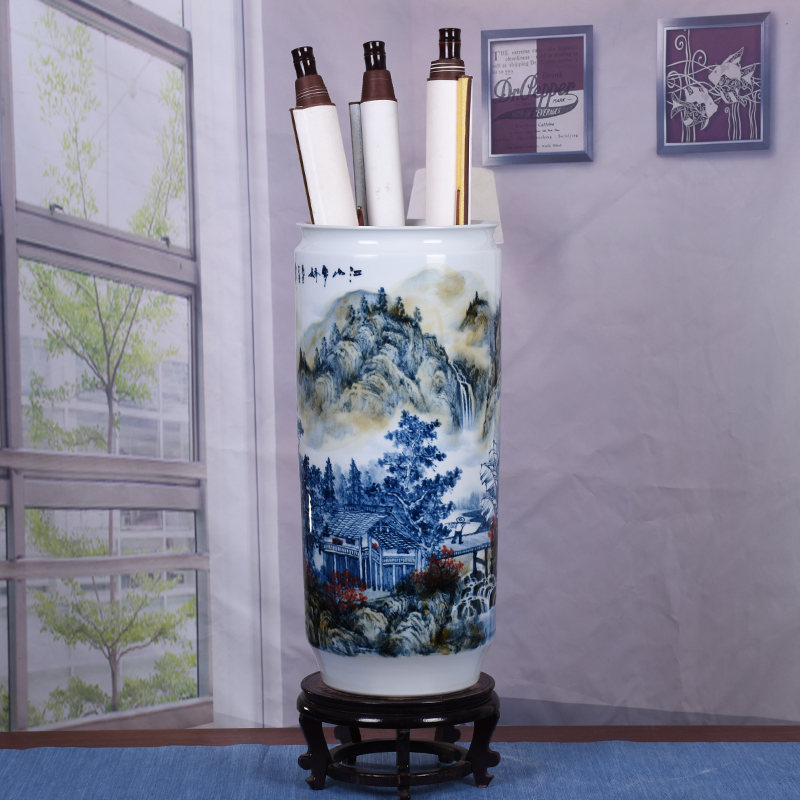 景德镇陶瓷器箭筒画缸卷轴缸直筒收纳桶放画的缸字画缸装饰工艺品在类目 家居饰品, 花瓶/花器/仿真花/仿真饰品, 花器/花瓶, 花瓶中 - 来自Buy2taobao.com提供专业的淘宝代购服务