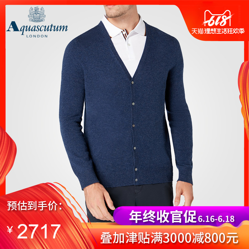 Aquascutum/ Aquascutum man wool Long sleeve knitting Cardigan coat leisure time Cashmere sweaterin the Men's clothing, Knitwear/Sweaters category - from Buy2taobao.com to provide professional Taobao agent buy service