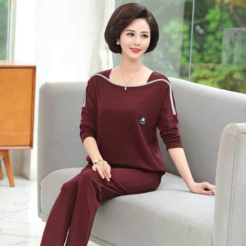 秋冬季运动两件套妇女士长袖纯棉中老年人妈妈加大码套装中年全棉|ruв категории Женская одежда, в пожилых женщин - от Buy2taobao.com для оказания профессиональной услуги покупки агента Taobao