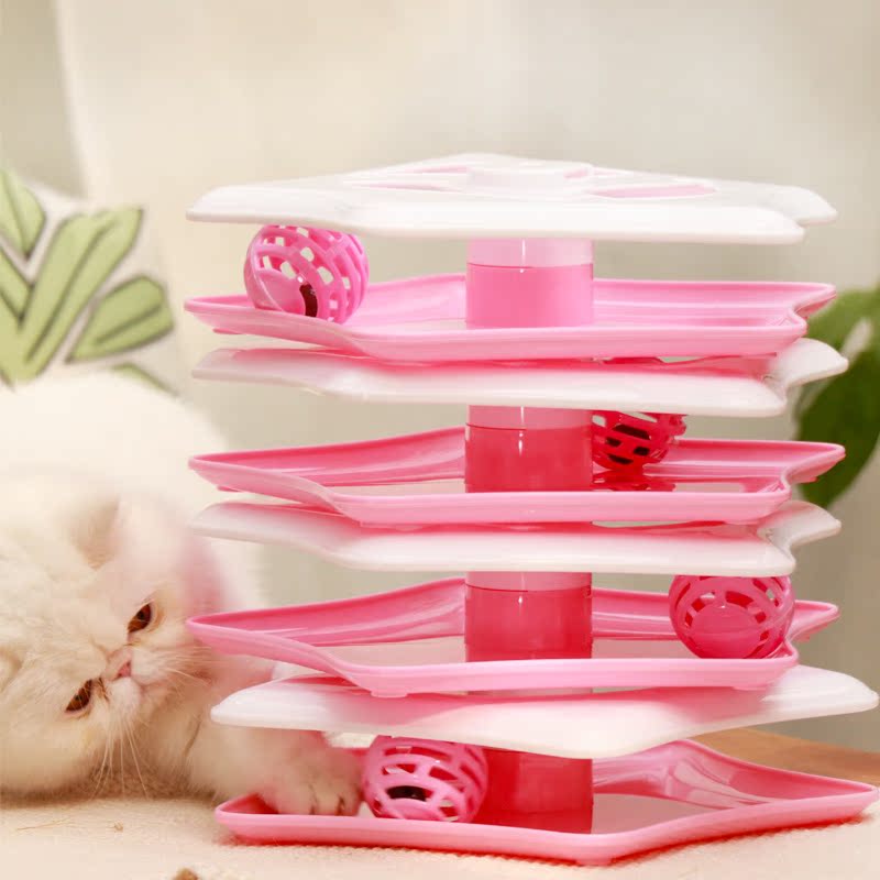 俏猪头铃铛猫咪玩具多层叠加转盘弹珠轨道型小幼猫解闷追逐逗趣|ruв категории животное/Животное питание и принадлежностей, кошка/собака игрушка, звучание игрушка - от Buy2taobao.com для оказания профессиональной услуги покупки агента Taobao