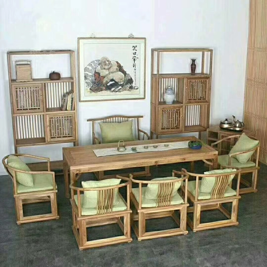 新中式榆木茶桌格子书柜圈椅白茬免漆禅意在类目 住宅家具, 几类, 茶几中 - 来自Buy2taobao.com提供专业的淘宝代购服务
