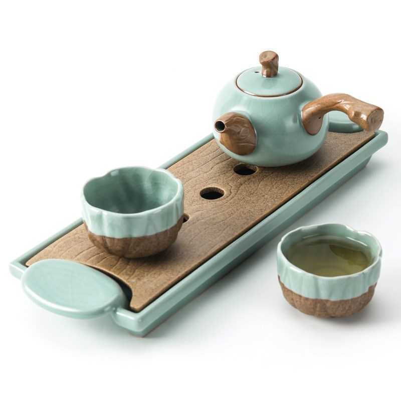 一壶两杯汝窑一壶两杯2人陶瓷茶盘简易家用小型办公茶具套装侧把|msdalam kategori pinggan mangkuk, set teh, Kung Fu teh - dari Buy2taobao.com untuk memberikan perkhidmatan ejen Taobao profesional membeli