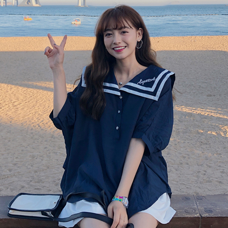 Two-piece women 2019 new pattern Summer wear Korean Edition College wind Navy collar shirt High waist shorts Wide leg pants suitin the Women's clothing/Boutique , Set/Student uniforms/Work uniforms , Fashion Set category - from Buy2taobao.com to provide professional Taobao agent buy service