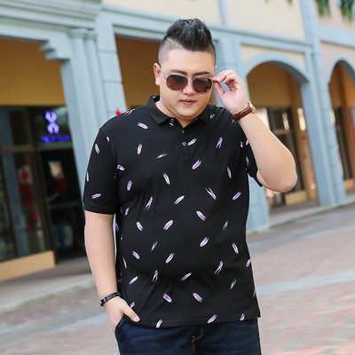 新款夏季肥佬短袖T恤大码男士加肥加大翻领潮胖子宽松polo衫薄款