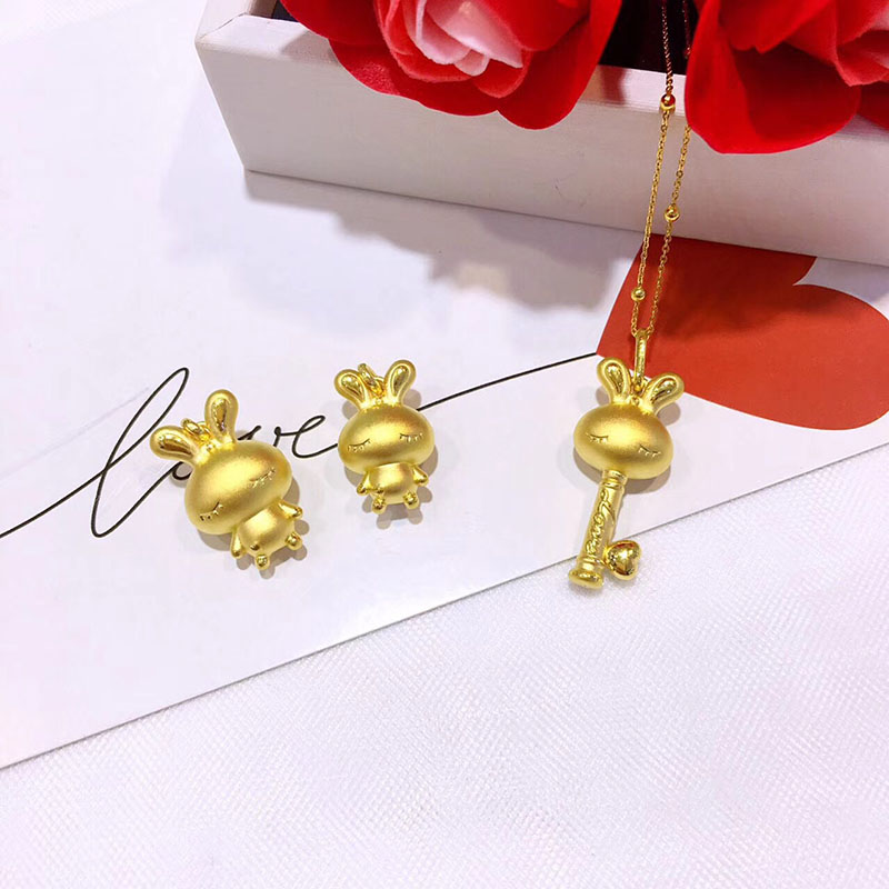 3D gold lovely rabbit Pendant Hand string 999 Sufficient gold Female models Meng rabbit Zodiac Rabbit key Necklace Pendantin the Jewelry/Diamond/Jade/Gold , Gold jewelery (New) , Choker category - from Buy2taobao.com to provide professional Taobao agent buy service