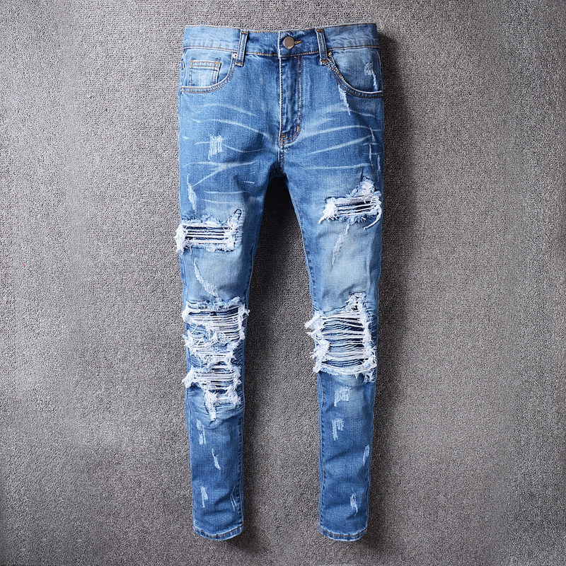 High Street Chaopai man hole patch Beggar Jeans Korean Edition Trend personality Pencil Pants kanye Pants menin the Men's clothing, Jeans category - from Buy2taobao.com to provide professional Taobao agent buy service