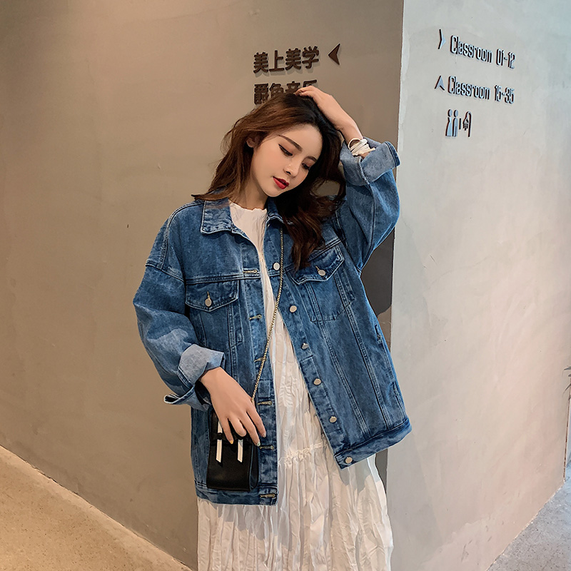 2019夏季新款韩版学生bf风POLO领蓝色牛仔衣女宽松单排扣牛仔外套在类目 女装/女士精品, 短外套中 - 来自Buy2taobao.com提供专业的淘宝代购服务