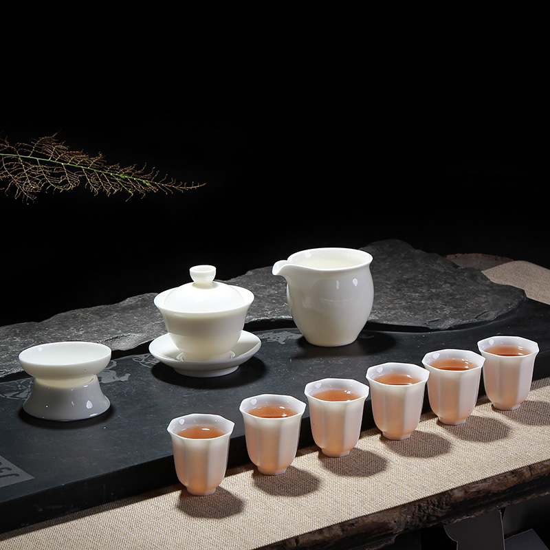 德化白瓷盖碗茶具套装 陶瓷功夫整套高白玉瓷茶杯茶壶套装组特价|ruв категории посуда, чайный сервиз, кунг - Фу, чайный сервиз - от Buy2taobao.com для оказания профессиональной услуги покупки агента Taobao