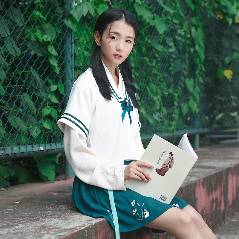 华小夏 小雅 汉元素日常套装绣花改良汉服女装交领襦裙半臂春夏款|ruв категории Женская одежда, костюм/национальная одежда/театр костюм, национальная одежда/этап погрузки - от Buy2taobao.com для оказания профессиональной услуги покупки агента Taobao