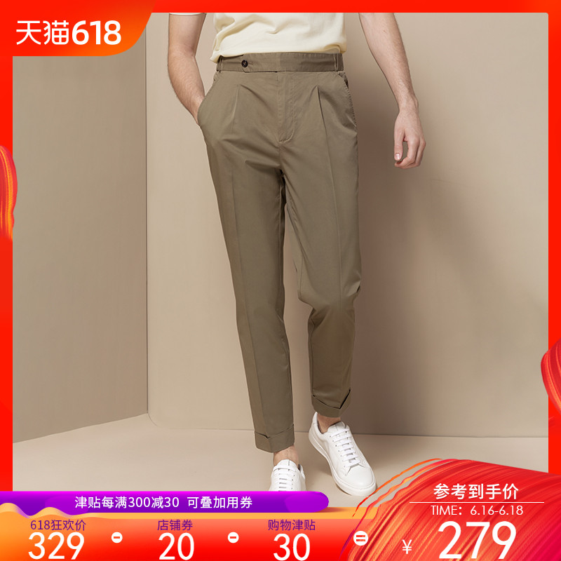 ThomWills2019新款休閑褲子男修身直筒翻邊松緊長褲夏季純棉透氣在類目 男裝, 休閒褲中 - 來自Buy2taobao.com提供專業的淘寶代購服務