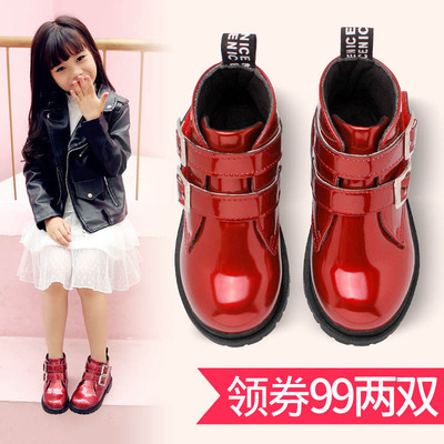 女童靴子2018秋冬季新款加绒加厚雪地公主短靴儿童马丁靴女童鞋冬