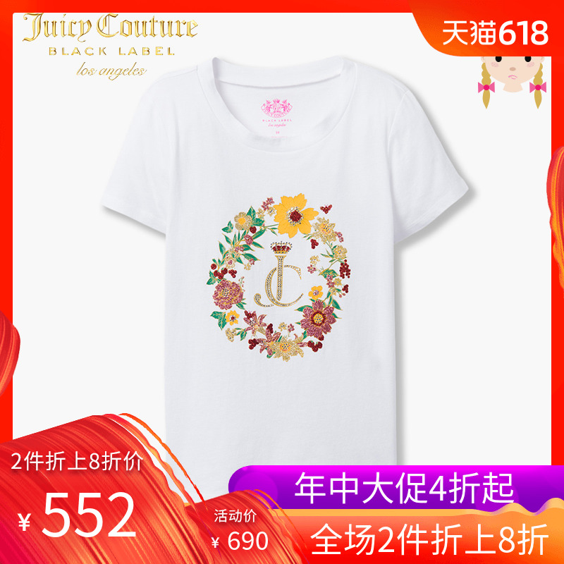 Juicy Couture2019春夏新品女童可爱花环JC字母图案圆领短袖T恤|msdalam kategori Kanak-kanak/Bayi/Keluarga dipasang, baju-T - dari Buy2taobao.com untuk memberikan perkhidmatan ejen Taobao profesional membeli