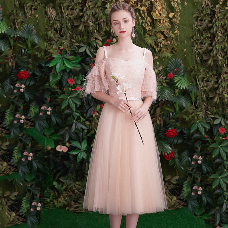 Bridesmaid girl 2019 new pattern Korean Edition Champagne Mid length version temperament Show thin graduation Sister group full dressin the Women's clothing/Boutique , Wedding/Cheongsam/Formal dress , Formal dress/Evening category - from Buy2taobao.com to provide professional Taobao agent buy service