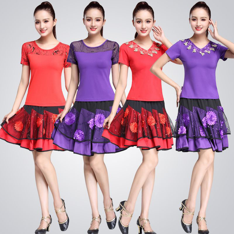 2019新款广场舞服装中老年短袖舞蹈服成人女绣花上衣跳舞练功服在类目 运动/瑜伽/健身/球迷用品, 舞蹈/健美操/体操, 广场舞, 广场舞套装中 - 来自Buy2taobao.com提供专业的淘宝代购服务
