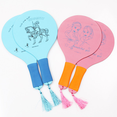 高档板羽拍 板羽球拍 高弹板羽球 三毛球拍 玩具球拍送2球