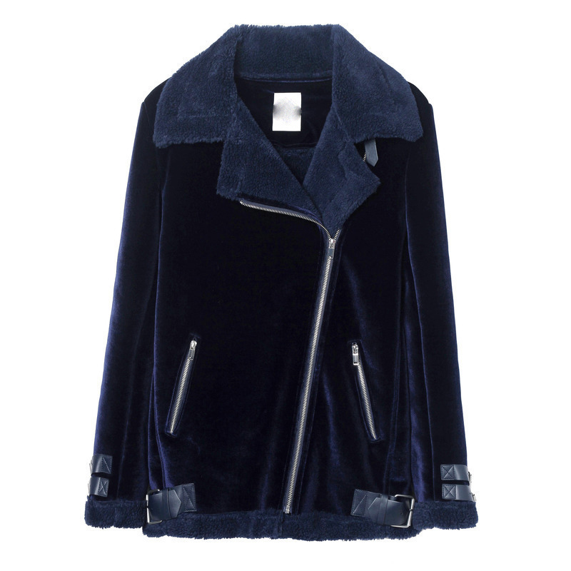 123-WLL0I3504 2019冬新款女装帅气通勤丝绒拼接H型机车外套|msdalam kategori Butik wanita / wanita, jaket pendek - dari Buy2taobao.com untuk memberikan perkhidmatan ejen Taobao profesional membeli