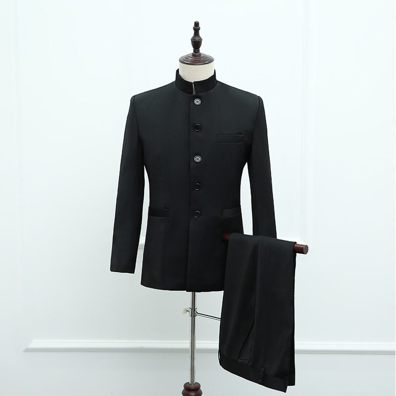 black Stand collar Chinese style Master of ceremonies Male Moderator Chorus full dress Chinese tunic suit National Costume costume Youthin the Men's clothing, National costume category - from Buy2taobao.com to provide professional Taobao agent buy service