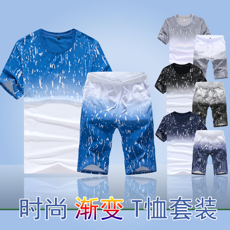 2019夏季运动套装男士T恤含棉青少年运动休闲圆领短袖短裤沙滩裤|msdalam kategori Pakaian Lelaki, menetapkan, saman sukan Leisure - dari Buy2taobao.com untuk memberikan perkhidmatan ejen Taobao profesional membeli