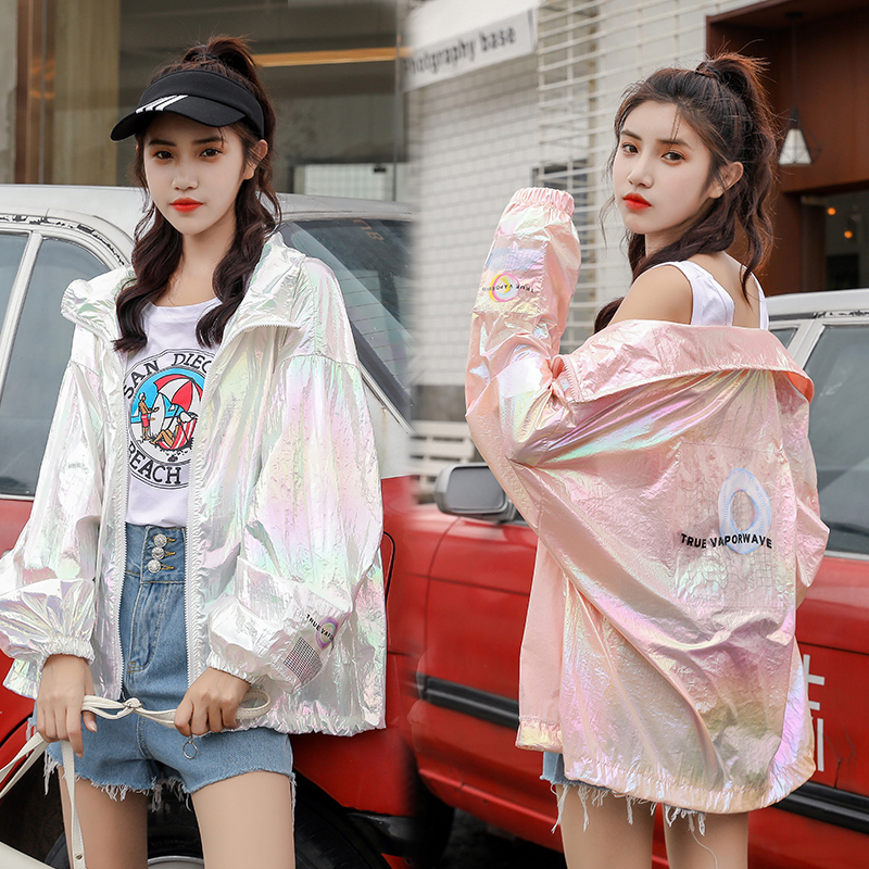 镭射防晒衣女2019新款网红韩版百搭宽松bf薄款时尚潮流反光外套夏|ruв категории Женская одежда, короткое пальто - от Buy2taobao.com для оказания профессиональной услуги покупки агента Taobao