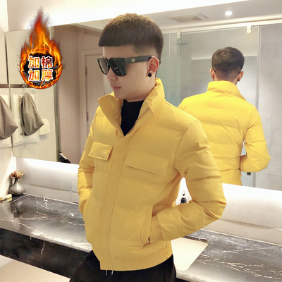 新款社会精神小伙棉服男外套修身潮流夹克加厚网红同款羽绒棉衣冬