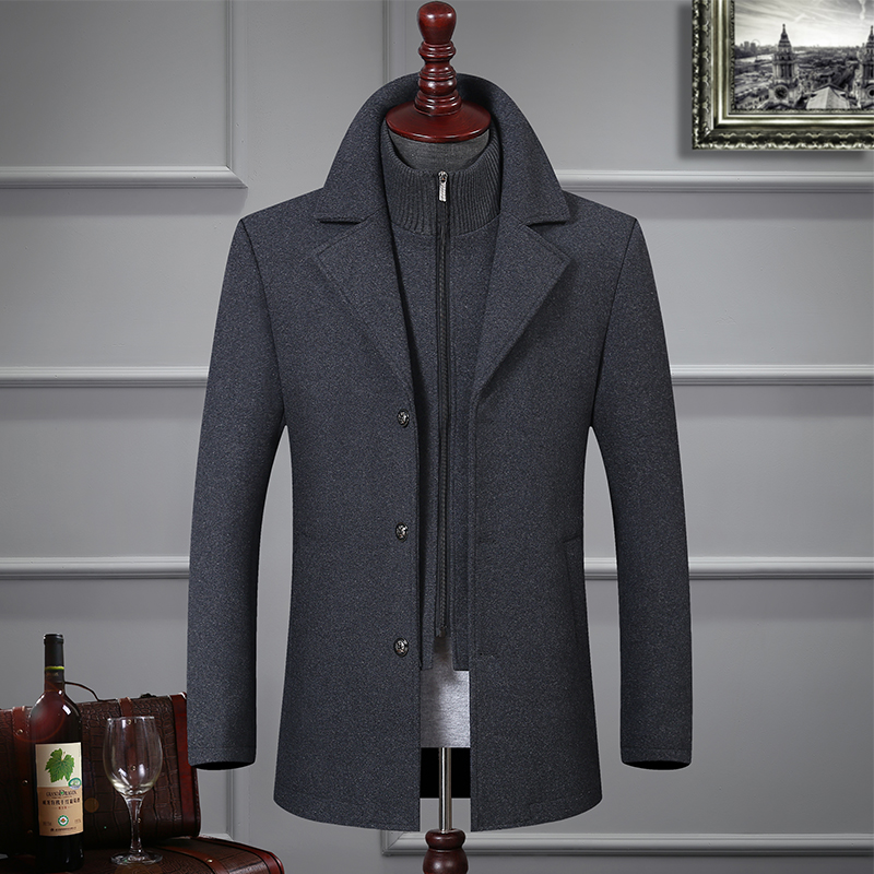 winter middle age man Lapel wool Woollen cloth Jacket jacket thickening dad coat overcoat Windbreakerin the Men's clothing, Woolen coat category - from Buy2taobao.com to provide professional Taobao agent buy service