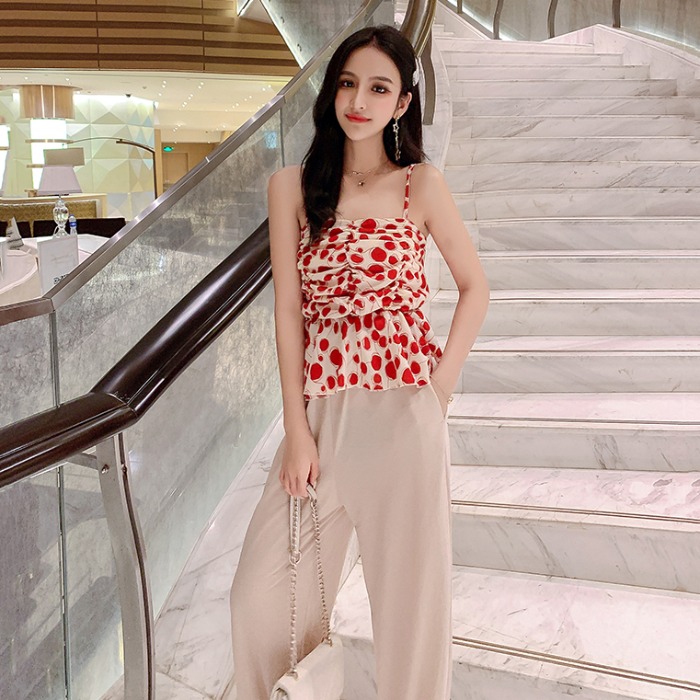 Western style fashion Light cooked Women's wear suit Little Retro Two piece set Sling Wide leg pants show thinin the Women's clothing/Boutique , Set/Student uniforms/Work uniforms , Fashion Set category - from Buy2taobao.com to provide professional Taobao agent buy service