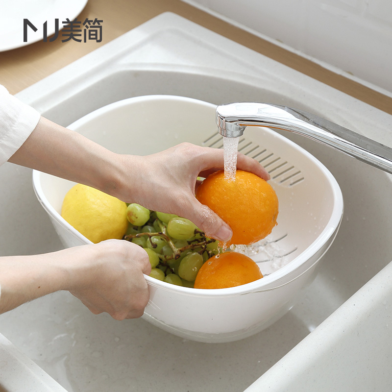 Plastic Leach basket double-deck thickening household kitchen Simplicity Wash rice Vegetables Fruit bowl European style Water leakage Transparent basinin the Tableware , Tableware , Fruit bowl/Fruit plate/Hamper category - from Buy2taobao.com to provide professional Taobao agent buy service