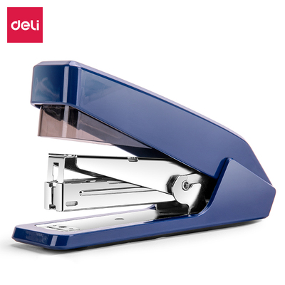 得力0468省力结构订书机/装订器一指按压适配12#钉白蓝黑颜色随机