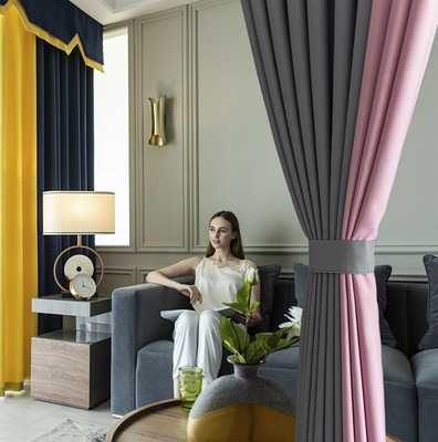 成品窗帘北欧简约遮光隔热遮阳布料纱帘卧室客厅免打孔安装网红款