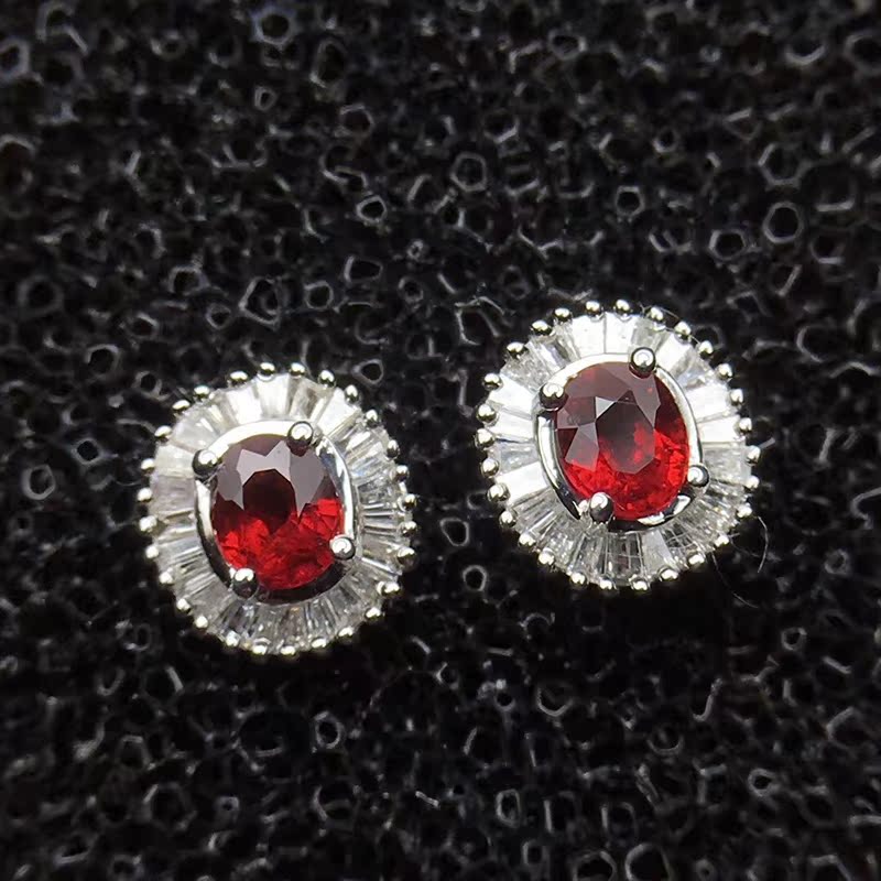 natural Ruby Ear Studs Ring Emerald 18K Rose Gold gemstone Diamonds Choi Bao colour Rubyin the Jewelry/Diamond/Jade/Gold , Colored stones/Precious stones , Earring category - from Buy2taobao.com to provide professional Taobao agent buy service