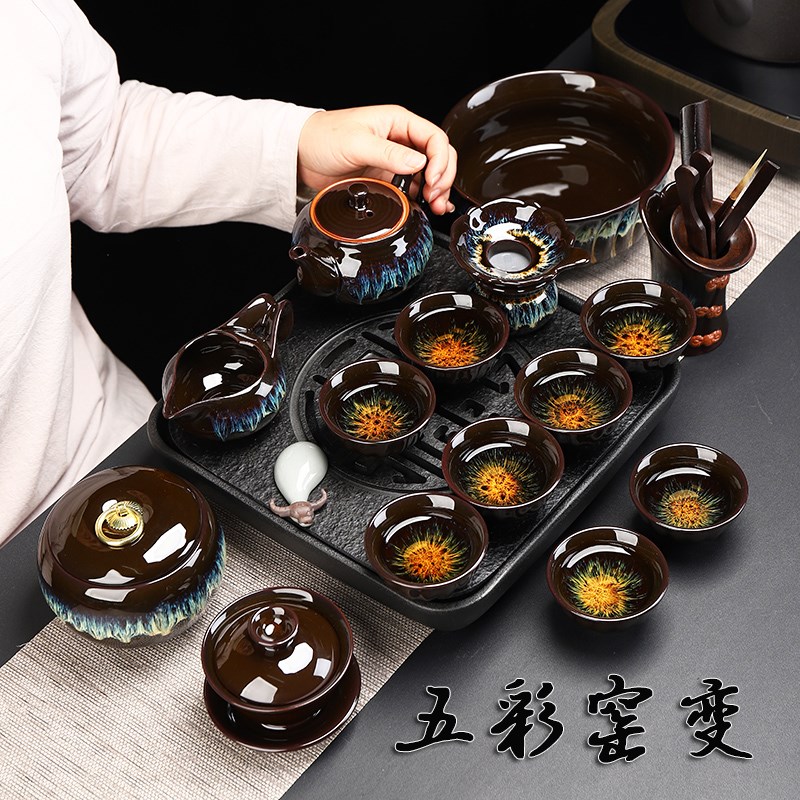窑变茶具套装家用天目釉建盏陶瓷整套钧窑茶壶茶杯功夫茶具 茶组在类目 餐饮具, 茶具, 功夫茶具中 - 来自Buy2taobao.com提供专业的淘宝代购服务