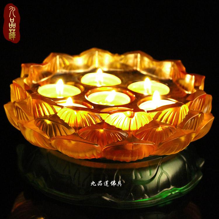 圆通佛具彩色莲花琉璃七星烛台酥油灯座底座灯架佛教用品供灯用具在类目 家居饰品, 蜡烛/烛台, 烛台中 - 来自Buy2taobao.com提供专业的淘宝代购服务