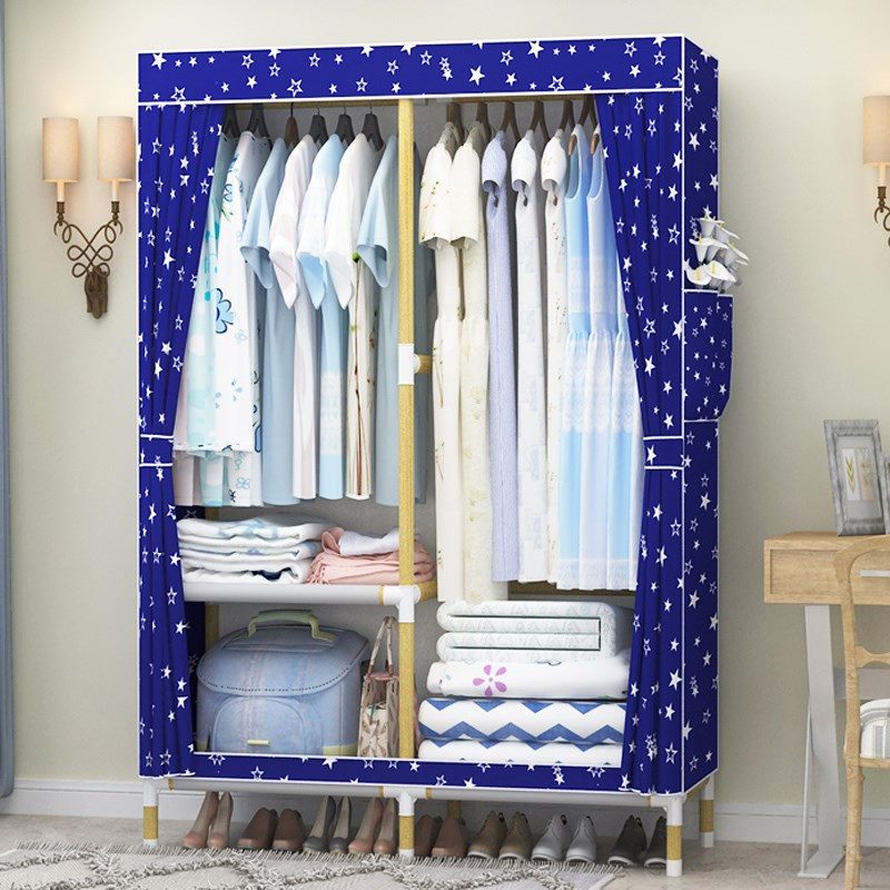 Simple wardrobe solid wood Fabric art Assemble Single student dormitory fold Wardrobe Economic type oxford wardrobe trumpetin the Residential furniture , Cabinet , Wardrobe category - from Buy2taobao.com to provide professional Taobao agent buy service
