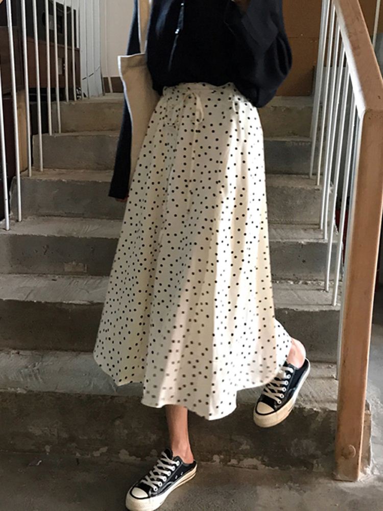 2019 new pattern Spring Korean Edition temperament Elastic Bandage Wave Chiffon Dress Paige Show thin skirtin the Women's clothing/Boutique , Skirts category - from Buy2taobao.com to provide professional Taobao agent buy service