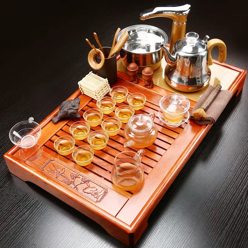 整套功夫茶具套裝家用陶瓷泡茶全自動四合壹實木茶盤紫砂茶杯簡約在類目 餐飲具, 茶具, 整套茶具中 - 來自Buy2taobao.com提供專業的淘寶代購服務