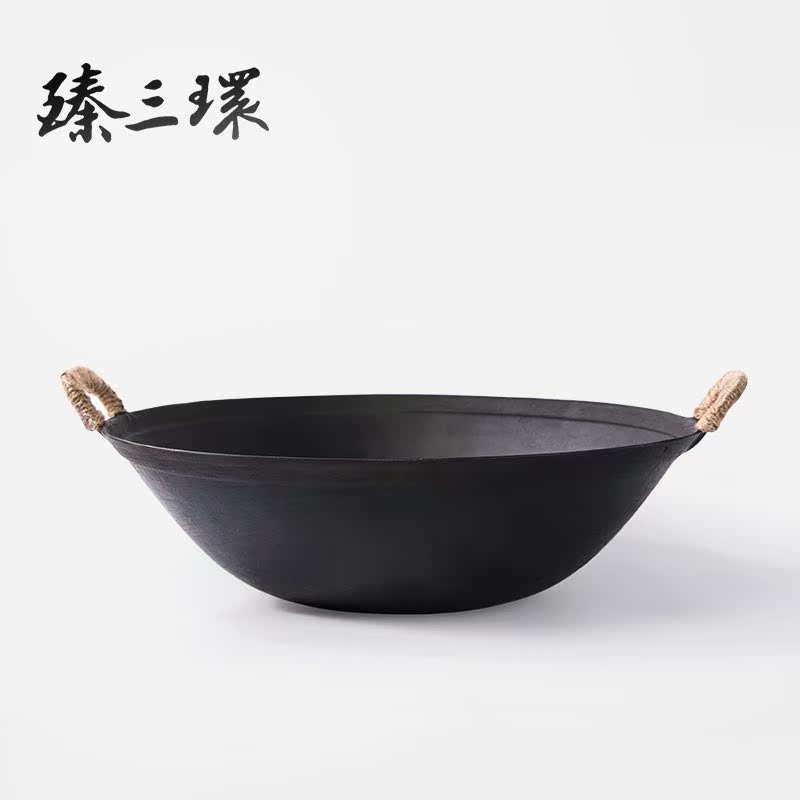 臻三环铸铁锅炒锅无涂层不易粘双耳圆底浅款炒菜锅老式铁锅家用在类目 厨房/烹饪用具, 烹饪用具, 锅具/煲/烧水壶, 炒锅中 - 来自Buy2taobao.com提供专业的淘宝代购服务