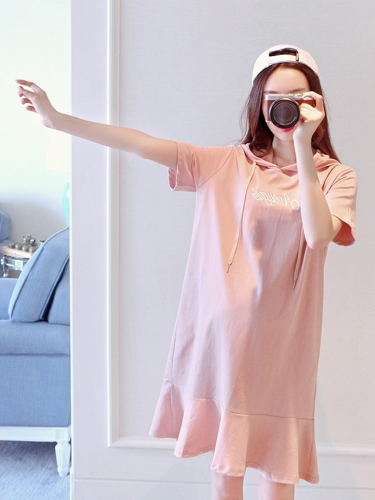 pregnant woman T-shirt Mid length version Dress summer Short sleeved fashion Easy leisure time Hooded Sweater Summer wearin the Maternity/Maternal supplies/Nutrition , Maternity , T-shirt category - from Buy2taobao.com to provide professional Taobao agent buy service