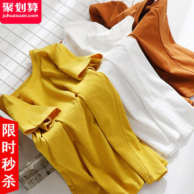 2019夏纯棉上衣白色短袖T恤女士竹节棉宽松韩版新款超火cec女装潮