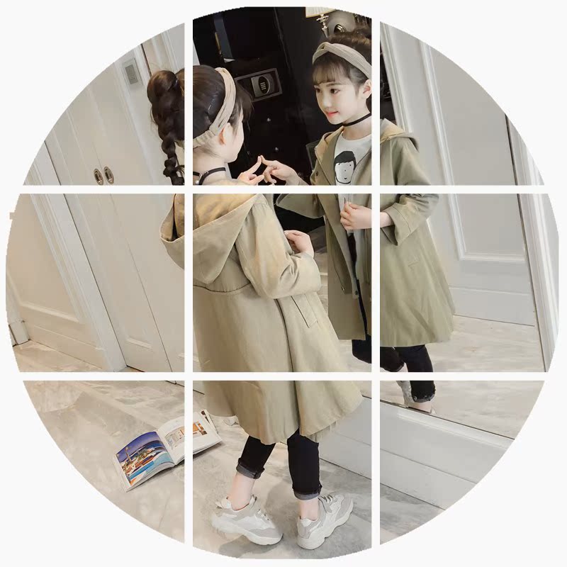 女童风衣春秋装2019新款韩版连帽童装女孩时尚中长款儿童外套洋气|msdalam kategori Kanak-kanak/Bayi/Keluarga dipasang, kot/jaket/overcoat, windbreaker - dari Buy2taobao.com untuk memberikan perkhidmatan ejen Taobao profesional membeli