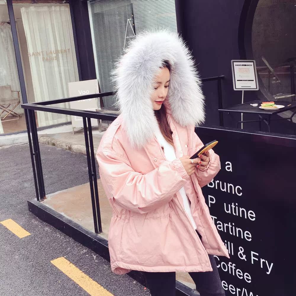 Hong Kong Chaopai the republic of korea winter Korean Edition Hair collar Hooded work clothes cotton-padded clothes Mid length version Self cultivation Drawstring thickeningin the Women's clothing/Boutique , Cotton/Padded category - from Buy2taobao.com to provide professional Taobao agent buy service