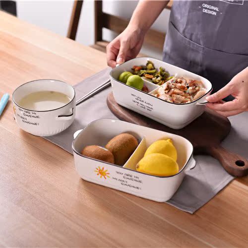 (Black border)ceramics Multi-grid Fresh Bowl Microwave Oven ceramics Lunch box With cover Bento Box Food Fresh keeping Storage boxin the Tableware , Fresh container/Fresh Containers , Crisper category - from Buy2taobao.com to provide professional Taobao agent buy service