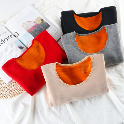 秋冬修身保暖内衣女上衣低领塑身青年防寒加绒加厚打底衫长袖T恤