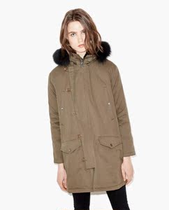 旺福福法代 The kooples 16秋冬温暖毛领连帽大