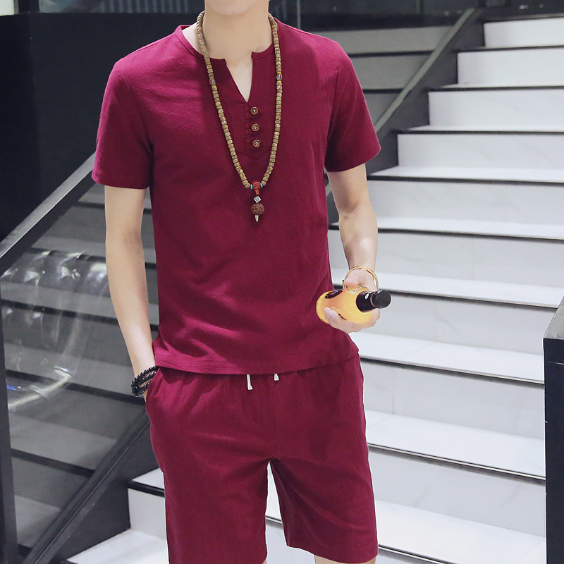 summer suit man personality handsome clothes Elbow sleeve Flax Short sleeved Easy half sleeve men's wearin the Men's clothing, Set , Other Suit category - from Buy2taobao.com to provide professional Taobao agent buy service