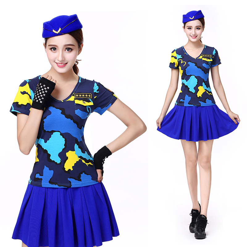 2019 new pattern sailor clothing brand new Woman suit summer Short sleeved camouflage team Costume square Skirtsin the Sports/Yoga/Fitness/Fans supplies , Dance/Aerobics/Gymnastics , Square Dance , Square Dance Set category - from Buy2taobao.com to provide professional Taobao agent buy service