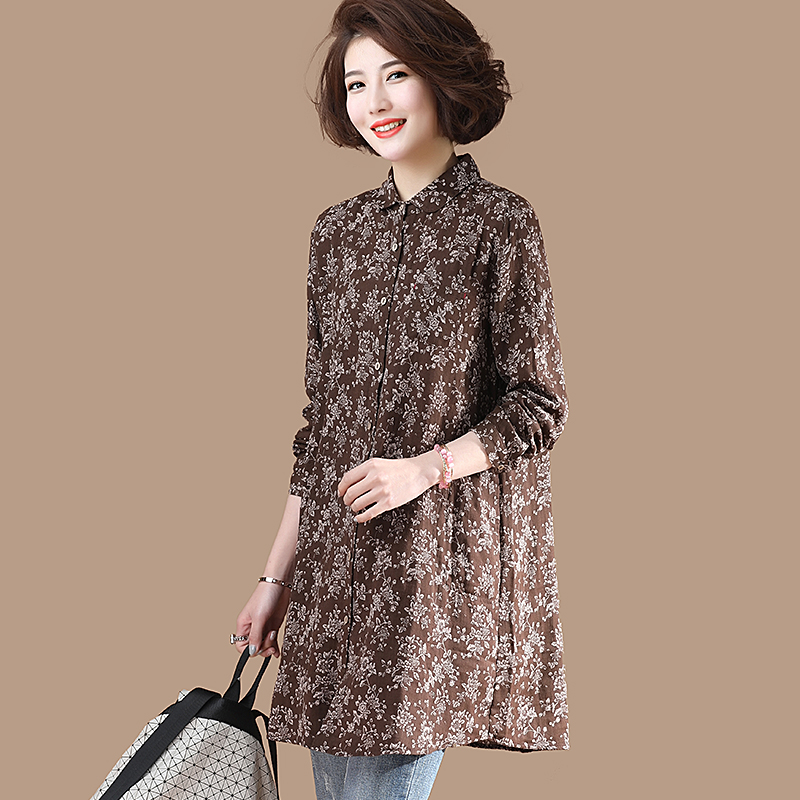 Broken flowers Retro shirt Long sleeve leisure time 2019 spring clothes new pattern Korean Edition jacket Mid length version Easy Large shirtin the Women's clothing/Boutique , Shirt category - from Buy2taobao.com to provide professional Taobao agent buy service