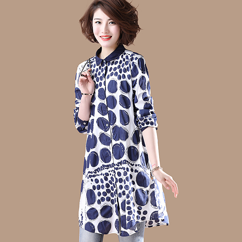 Ethnic style shirt Long sleeve leisure time 2019 spring clothes new pattern Women's wear Korean Edition jacket Mid length version Easy Large shirtin the Women's clothing/Boutique , Shirt category - from Buy2taobao.com to provide professional Taobao agent buy service