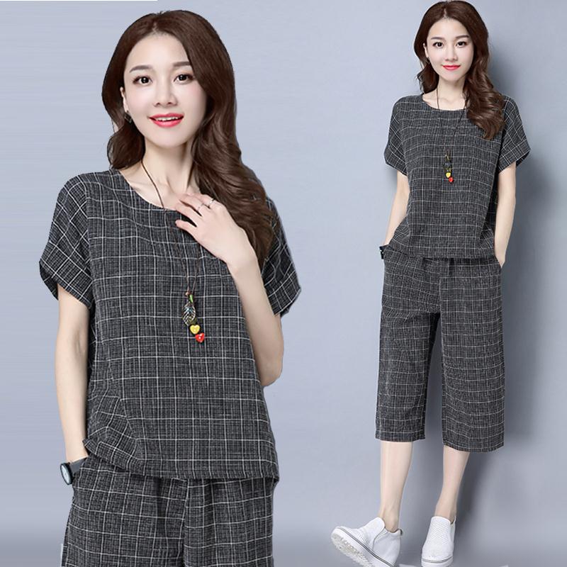 fat mm Women's wear suit new pattern fashion A few extra pounds Show thin Large Western style Spring and summer Cotton and hemp Wide leg pants Two piece setin the Women's clothing/Boutique , Large size women category - from Buy2taobao.com to provide professional Taobao agent buy service