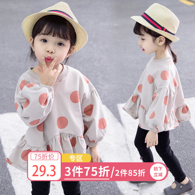 女宝宝圆领卫衣裙女婴儿童2019新款小童洋气春秋装上衣女童薄韩版在类目 童装/婴儿装/亲子装, 卫衣/绒衫中 - 来自Buy2taobao.com提供专业的淘宝代购服务